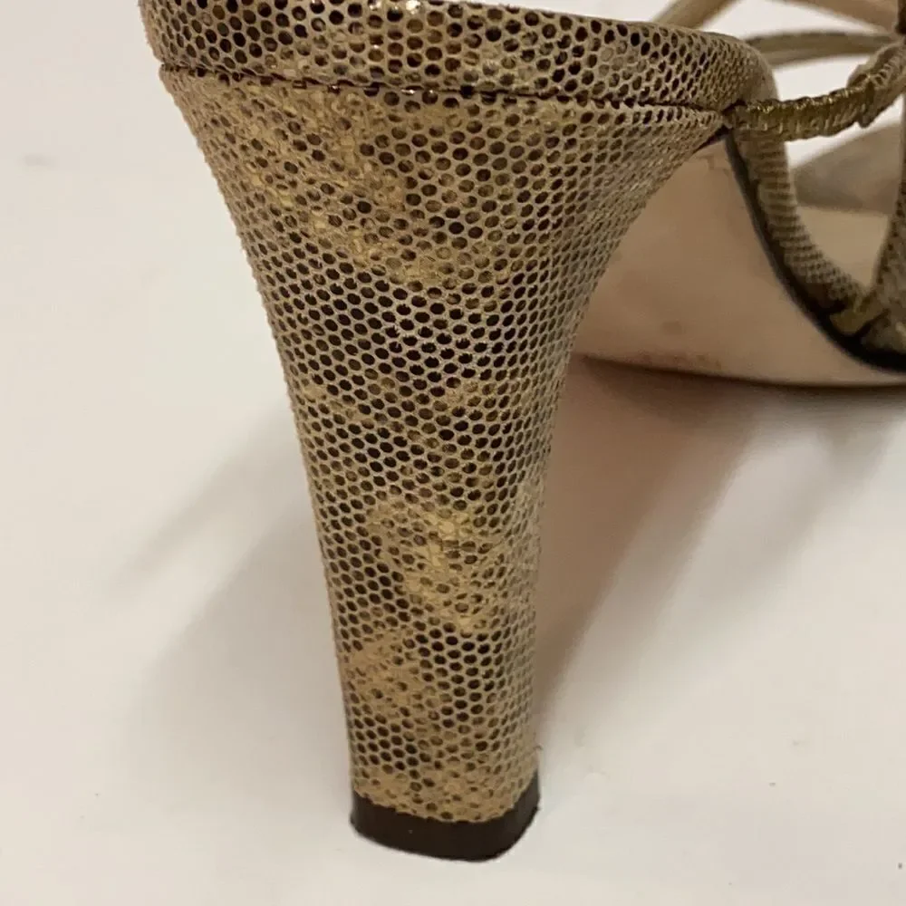 Sesto Meucci Size 8‎ Gold Metallic leather Heels size 9.5N A10